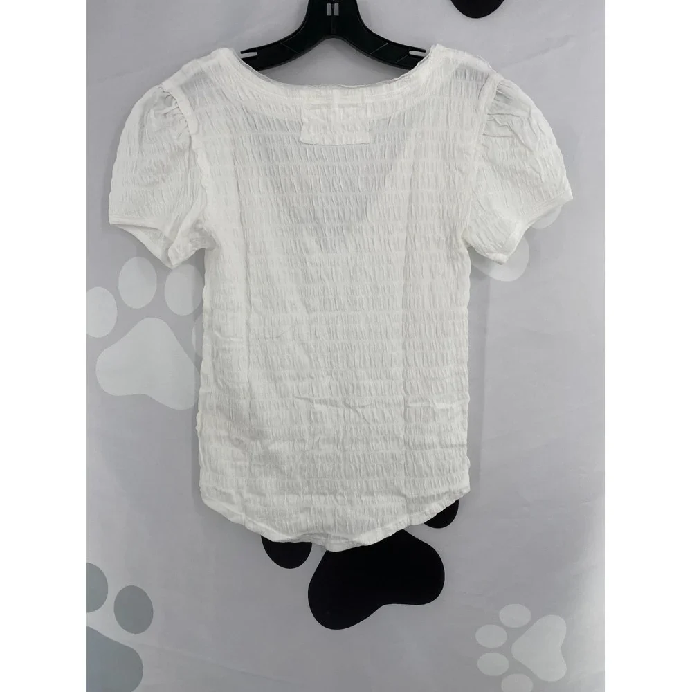 30 M Free People NWT Sugar Cube Crinkle Fabric Short Sleeve Tee Optic White Smal - Picture 4 of 12